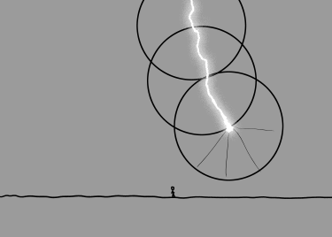 lightning makes a series of steps down toward ryan north