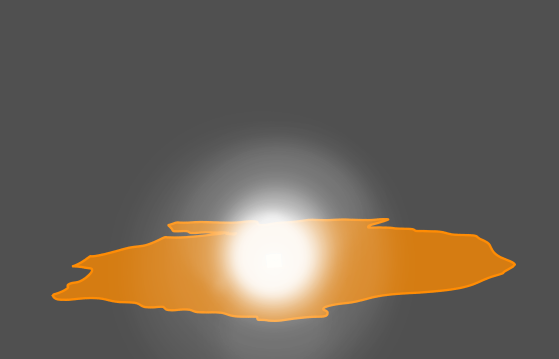 a tiny star sits in a pool of fire
